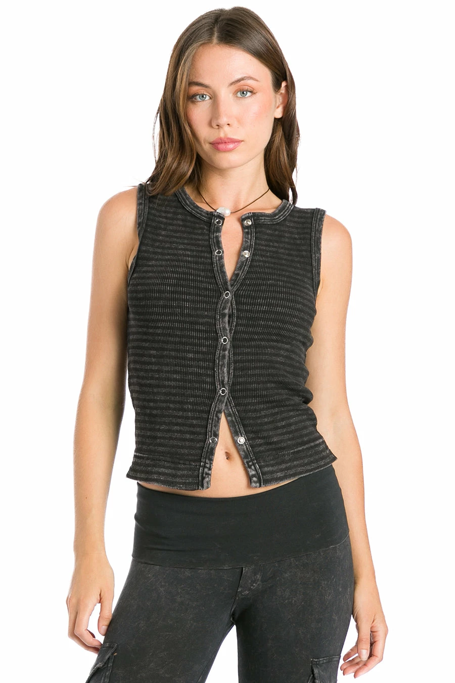 Vintage Stripe Rib Snap Tank/Vest 3 Vintage Stripe Rib Snap Tank/Vest