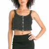 Vintage Thermal Snap Front Crop Tank -Outlet Hard Tail Forever Store 246 mineral wash 6 1