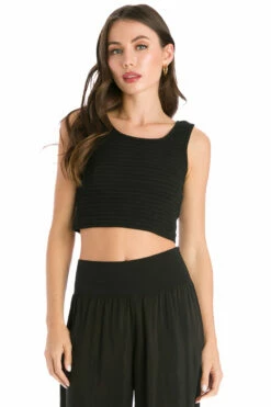 Vintage Striped Rib Double Scoop Crop Tank