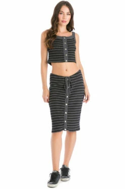 Vintage Stripe Thermal Snap Front Skirt