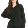 Vintage Relaxed Oversized V-Neck Ribbed Tunic