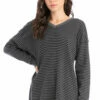 Vintage Stripe Relaxed Oversized V-Neck Ribbed Tunic -Outlet Hard Tail Forever Store 611s onyx 1