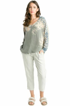 Long Sleeve V-Neck Pullover -Outlet Hard Tail Forever Store bem51 diagonal butterfly wash 7 4