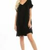 V Neck Shift Dress -Outlet Hard Tail Forever Store bem78 black 1