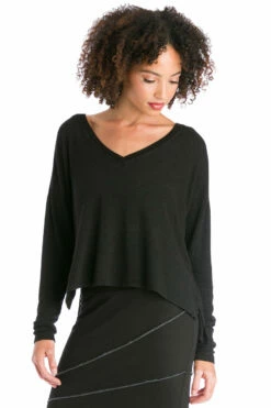 Slouchy Deep V Neck Sweater Top