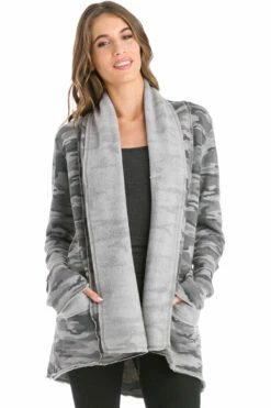 Camo Slouchy Sherpa Cardigan