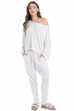 Slouchy Racer Stripe Drop Crotch Pant -Outlet Hard Tail Forever Store chev04 blush 3