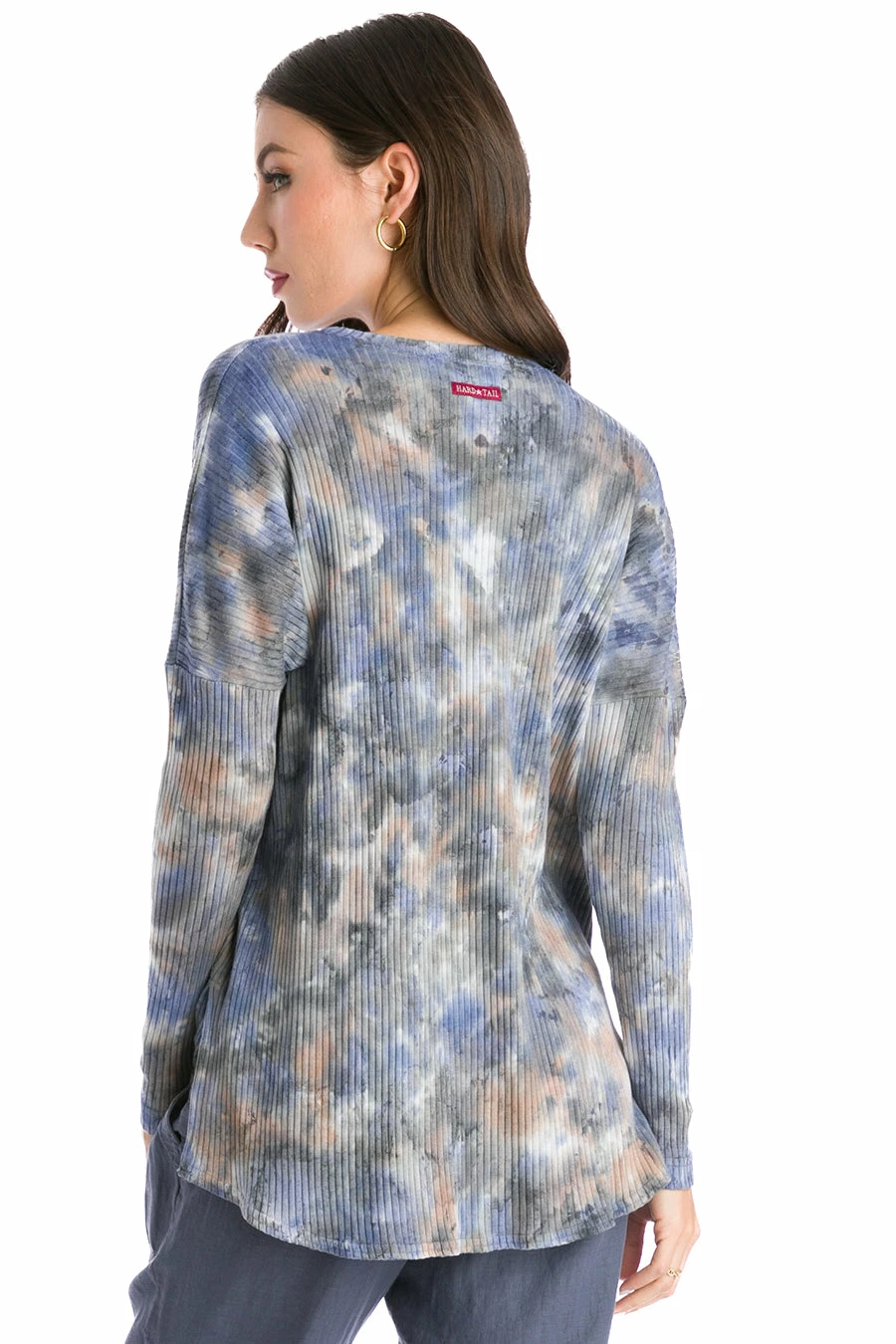 Long Sleeve Ribbed Hi-Lo Slouchy Pullover 5 Long Sleeve Ribbed Hi-Lo Slouchy Pullover - Image 3