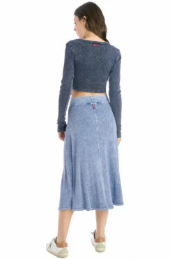 Ribbed Midi Skater Skirt -Outlet Hard Tail Forever Store cmr14 mineral wash 7 2