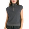 Half Zip Slouchy Ribbed Vest 2 Half Zip Slouchy Ribbed Vest -Outlet Hard Tail Forever Store cmr37 onyx 1