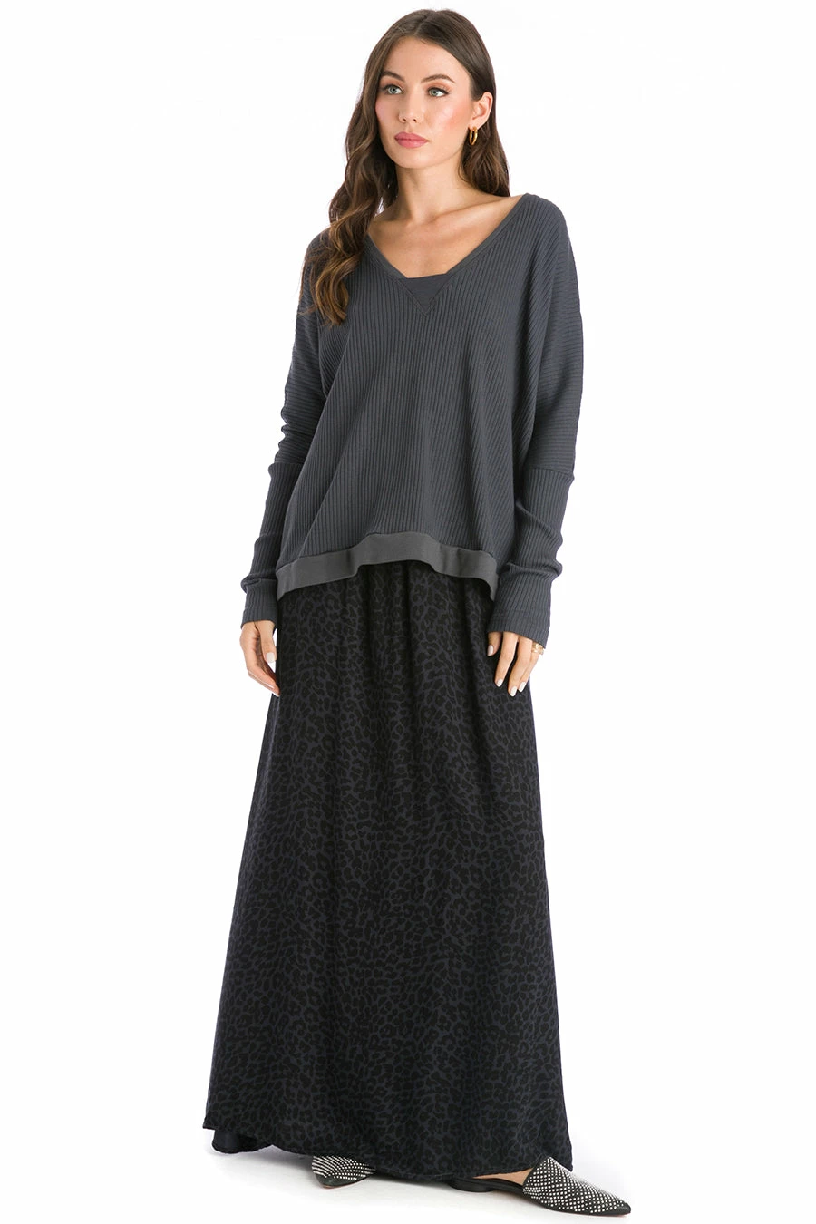 Long Sleeve Open V Ribbed Pullover 7 Long Sleeve Open V Ribbed Pullover - Image 5