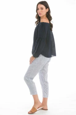 Off Shoulder Linen Top -Outlet Hard Tail Forever Store fli04 navy 4