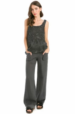 Satin Inset Linen Tank 10 Satin Inset Linen Tank -Outlet Hard Tail Forever Store fli05 reverse spiral wash 1 3