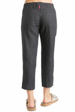 Paper Bag Crop Linen Pant -Outlet Hard Tail Forever Store l235 onyx 3