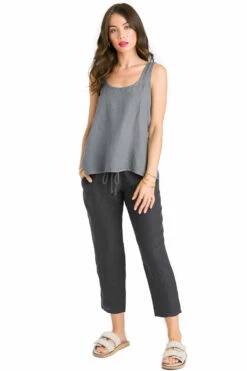 Paper Bag Crop Linen Pant -Outlet Hard Tail Forever Store l235 onyx 4