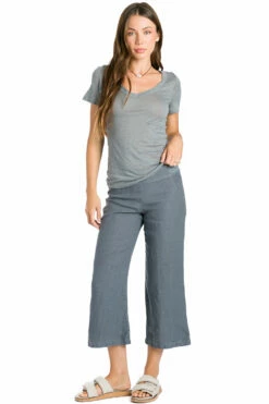 Darted Flare Crop Linen Pant -Outlet Hard Tail Forever Store l244 glass 4