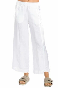 Satin Inset Crop Linen Pant