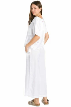 Satin Inset Crop Linen Pant -Outlet Hard Tail Forever Store l502 white 5