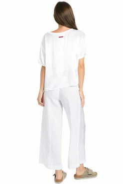 Satin Inset Crop Linen Pant -Outlet Hard Tail Forever Store l502 white 6