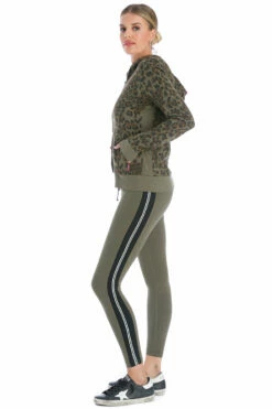 Leopard Zip-Up Weekend Hoodie -Outlet Hard Tail Forever Store leoft04 olive 3