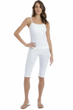 Lotus Lace Low Rise Knee Legging -Outlet Hard Tail Forever Store lot03 white 3