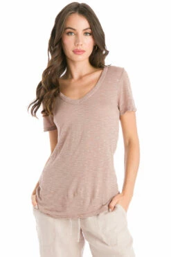Slouchy V-Neck Striated T