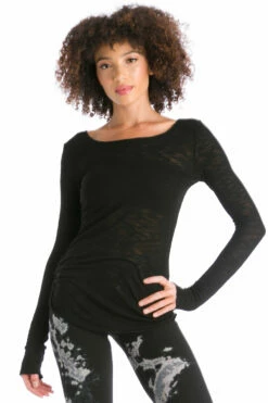 Side Ruched Skinny Striated T