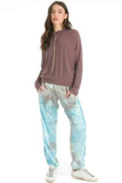 Luxe Banded Pullover Hoodie -Outlet Hard Tail Forever Store rox31 mocha 4