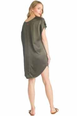 Satin Short Sleeve Slip Tunic -Outlet Hard Tail Forever Store sat09 olive 3