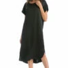 Satin Slouchy Shirttail Dress 1 Satin Slouchy Shirttail Dress -Outlet Hard Tail Forever Store sat29 black 1