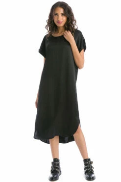 Satin Slouchy Shirttail Dress