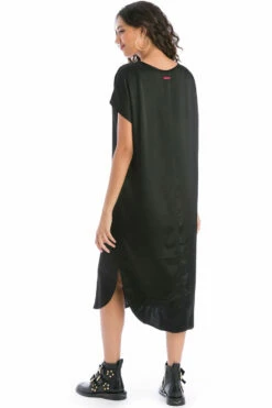 Satin Slouchy Shirttail Dress -Outlet Hard Tail Forever Store sat29 black 3