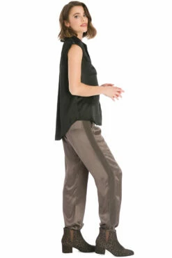 Satin Safari Sleeveless Top -Outlet Hard Tail Forever Store sat36 black 4