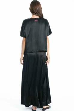 Satin Princess Panel Maxi Skirt -Outlet Hard Tail Forever Store sat44 black 3