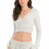 Crop Bell Sleeve Tie Front Wrap -Outlet Hard Tail Forever Store sl12 linen 1