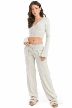 Crop Bell Sleeve Tie Front Wrap 10 Crop Bell Sleeve Tie Front Wrap -Outlet Hard Tail Forever Store sl12 linen 4