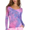 Basic Sexy Long Sleeve V-Neck Slub T -Outlet Hard Tail Forever Store slub16 starburst rainbow 1 1