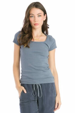 Cap Sleeve Scoop Neck Long T