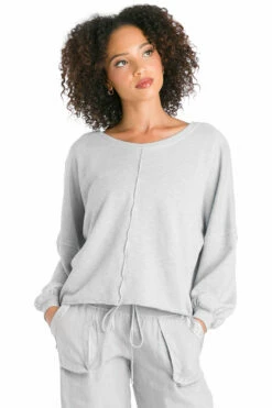 Trifecta French Terry Balloon Sleeve Crop Sweatshirt