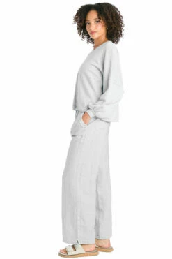 Trifecta French Terry Balloon Sleeve Crop Sweatshirt -Outlet Hard Tail Forever Store trif27 dove 3