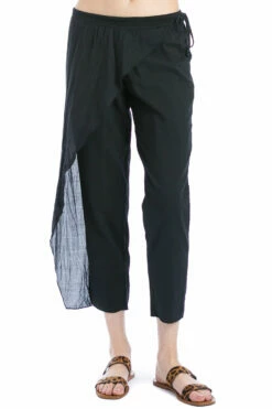 Drawstring Crossover Wrap Skinny Capri -Outlet Hard Tail Forever Store vg163 black 4
