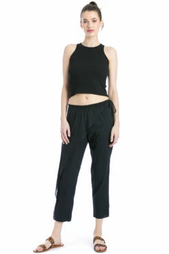 Drawstring Crossover Wrap Skinny Capri -Outlet Hard Tail Forever Store vg163 black 5