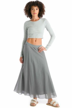 Double Layered Sweep Voile Skirt