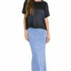 Long Jean Skirt With Back Inset