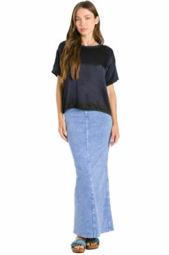 Long Jean Skirt With Back Inset