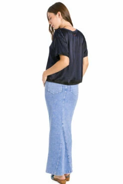 Long Jean Skirt With Back Inset -Outlet Hard Tail Forever Store wj114 mineral wash 7 3
