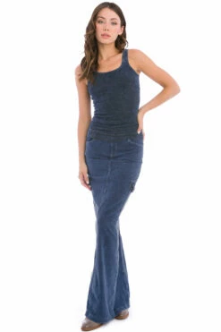 Long Cargo Jean Skirt