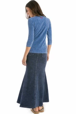 Hi-Lo Fitted Midi Jean Skirt -Outlet Hard Tail Forever Store wj122 mineral wash 8 3
