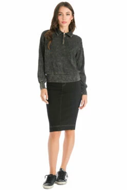 Relaxed Fit Jean Knee Skirt