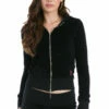 Long Sleeve Zip Terry Hoodie 1 Long Sleeve Zip Terry Hoodie -Outlet Hard Tail Forever Store y156 black 11